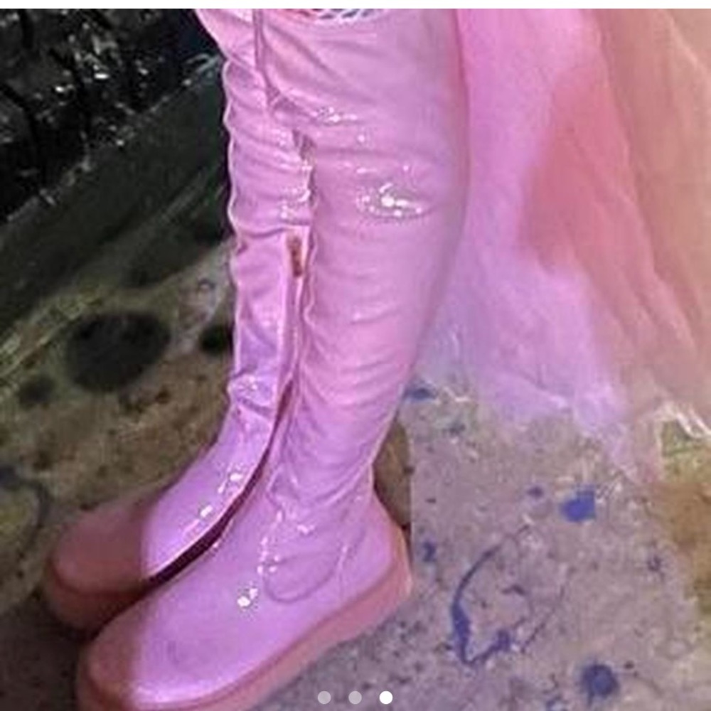 Pink platform thigh high boots, worn once in good condition